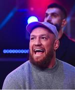 25 February 2022; UFC fighter Conor McGregor watches SBG team mate Lee Hammon during his bout at Bellator 275 at the 3Arena in Dublin. Photo by David Fitzgerald/Sportsfile