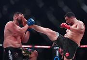 25 February 2022; Gokhan Saricam, right, in action against Kirill Sidelnikov during their heavyweight bout at Bellator 275 at the 3Arena in Dublin. Photo by David Fitzgerald/Sportsfile
