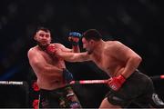 25 February 2022; Gokhan Saricam, right, in action against Kirill Sidelnikov during their heavyweight bout at Bellator 275 at the 3Arena in Dublin. Photo by David Fitzgerald/Sportsfile