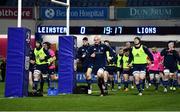 25 February 2022; Leinster captain Rhys Ruddock leads the team before the United Rugby Championship match between Leinster and Emirates Lions at RDS Arena in Dublin. Photo by Harry Murphy/Sportsfile
