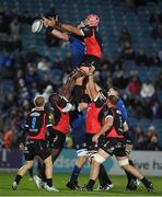 25 February 2022; Ruan Venter of Emirates Lions takes the ball in the lineout against Joe McCarthy of Leinster during the United Rugby Championship match between Leinster and Emirates Lions at RDS Arena in Dublin. Photo by Matt Browne/Sportsfile