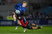 25 February 2022; Tommy O'Brien of Leinster is tackled by Stean Pienaar of Emirates Lions during the United Rugby Championship match between Leinster and Emirates Lions at RDS Arena in Dublin. Photo by Harry Murphy/Sportsfile