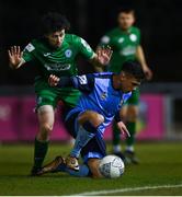 25 February 2022; Sean Brennan of UCD in action against Barry McNamee of Finn Harps during the SSE Airtricity League Premier Division match between UCD and Finn Harps at UCD Bowl in Belfield, Dublin. Photo by Piaras Ó Mídheach/Sportsfile