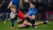25 February 2022; Morne van den Berg of Emirates Lions is tackled by Harry Byrne of Leinster during the United Rugby Championship match between Leinster and Emirates Lions at the RDS Arena in Dublin. Photo by Seb Daly/Sportsfile