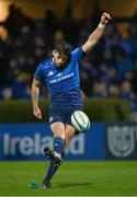 25 February 2022; Ross Byrne of Leinster kicks a conversion during the United Rugby Championship match between Leinster and Emirates Lions at RDS Arena in Dublin. Photo by Harry Murphy/Sportsfile