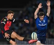 25 February 2022; Jordan Hendrikse of Emirates Lions in action against Luke McGrath of Leinster during the United Rugby Championship match between Leinster and Emirates Lions at the RDS Arena in Dublin. Photo by Seb Daly/Sportsfile