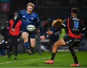 25 February 2022; Tommy O'Brien of Leinster in action against Jordan Hendrikse of Emirates Lions during the United Rugby Championship match between Leinster and Emirates Lions at RDS Arena in Dublin. Photo by Harry Murphy/Sportsfile