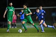 25 February 2022; Bastien Héry of Finn Harps in action against Evan Caffrey of UCD during the SSE Airtricity League Premier Division match between UCD and Finn Harps at UCD Bowl in Belfield, Dublin. Photo by Piaras Ó Mídheach/Sportsfile