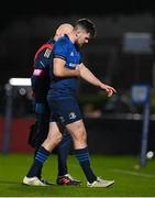25 February 2022; Ross Byrne of Leinster leaves the field to receive medical attention during the United Rugby Championship match between Leinster and Emirates Lions at the RDS Arena in Dublin. Photo by Seb Daly/Sportsfile