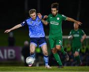 25 February 2022; Mark Dignam of UCD in action against Bastien Héry of Finn Harps during the SSE Airtricity League Premier Division match between UCD and Finn Harps at UCD Bowl in Belfield, Dublin. Photo by Piaras Ó Mídheach/Sportsfile