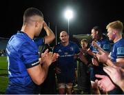 25 February 2022; Rhys Ruddock of Leinster with teammates after earning his 200th cap in the United Rugby Championship match between Leinster and Emirates Lions at RDS Arena in Dublin. Photo by Harry Murphy/Sportsfile