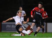 25 February 2022; Greg Sloggett of Dundalk in action against Ali Coote of Bohemians during the SSE Airtricity League Premier Division match between Bohemians and Dundalk at Dalymount Park in Dublin. Photo by Michael P Ryan/Sportsfile