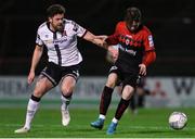 25 February 2022; Stephen Mallon of Bohemians in action against Sam Bone of Dundalk during the SSE Airtricity League Premier Division match between Bohemians and Dundalk at Dalymount Park in Dublin. Photo by Michael P Ryan/Sportsfile