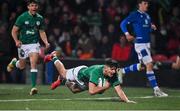 25 February 2022; Chay Mullins of Ireland scores his side's fourth try during the Guinness U20 Six Nations Rugby Championship match between Ireland and Italy at Musgrave Park in Cork. Photo by Brendan Moran/Sportsfile