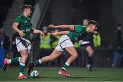 25 February 2022; Chay Mullins of Ireland, right, celebrates after scoring his side's fourth try during the Guinness U20 Six Nations Rugby Championship match between Ireland and Italy at Musgrave Park in Cork. Photo by Brendan Moran/Sportsfile