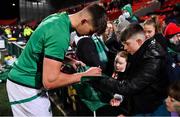 25 February 2022; Chay Mullins of Ireland signs autographs for supporters after the Guinness U20 Six Nations Rugby Championship match between Ireland and Italy at Musgrave Park in Cork. Photo by Brendan Moran/Sportsfile