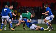 25 February 2022; Jude Postlethwaite of Ireland is tackled by Filippo Lazzarin of Italy during the Guinness U20 Six Nations Rugby Championship match between Ireland and Italy at Musgrave Park in Cork. Photo by Brendan Moran/Sportsfile