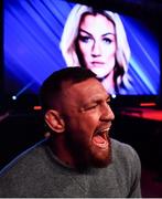 25 February 2022; Conor McGregor looks on during the women's featherweight bout between Sinead Kavanagh and Leah McCourt at Bellator 275 at the 3Arena in Dublin. Photo by David Fitzgerald/Sportsfile