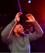 25 February 2022; Conor McGregor celebrates after Sinead Kavanagh defeated Leah McCourt in their women's featherweight bout at Bellator 275 at the 3Arena in Dublin. Photo by David Fitzgerald/Sportsfile