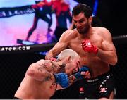 25 February 2022; Gegard Mousasi, right, in action against Austin Vanderford during their Middleweight world title bout at Bellator 275 at the 3Arena in Dublin. Photo by David Fitzgerald/Sportsfile