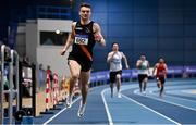 26 February 2022; Marcus Lawler of Clonliffe Harriers AC, Dublin, competing in the senior men's 200m heats during day one of the Irish Life Health National Senior Indoor Athletics Championships at the National Indoor Arena at the Sport Ireland Campus in Dublin. Photo by Sam Barnes/Sportsfile
