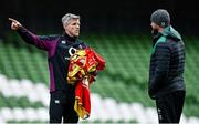 26 February 2022; Defence coach Simon Easterby, left, with head coach Andy Farrell during the Ireland captain's run at Aviva Stadium in Dublin. Photo by Brendan Moran/Sportsfile