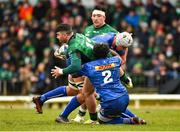 26 February 2022; Sammy Arnold of Connacht is tackled by Ernst van Rhyn and Scarra Ntubeni of DHL Stormers during the United Rugby Championship match between Connacht and DHL Stormers at The Sportsground in Galway. Photo by Diarmuid Greene/Sportsfile