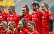 26 February 2022; Aisling Thompson of Cork, 9, stands with her teammates for the team picture before the Littlewoods Ireland Camogie League Division 1 Round 2 match between Cork and Limerick at Páirc Ui Chaoimh in Cork. Photo by Eóin Noonan/Sportsfile