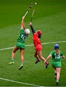 26 February 2022; Michelle Curtin of Limerick in action against Meabh Cahalane of Cork during the Littlewoods Ireland Camogie League Division 1 Round 2 match between Cork and Limerick at Páirc Ui Chaoimh in Cork. Photo by Eóin Noonan/Sportsfile