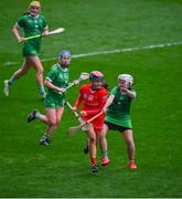 26 February 2022; Emma Murphy of Cork in action against Aoife Coughlan of Limerick during the Littlewoods Ireland Camogie League Division 1 Round 2 match between Cork and Limerick at Páirc Ui Chaoimh in Cork. Photo by Eóin Noonan/Sportsfile