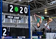 26 February 2022; David Cussen of Old Abbey AC, Cork, competing in the senior men's high jump during day one of the Irish Life Health National Senior Indoor Athletics Championships at the National Indoor Arena at the Sport Ireland Campus in Dublin. Photo by Sam Barnes/Sportsfile