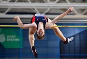 26 February 2022; Ciaran Connolly of Le Chéile AC, Kildare, competing in the senior men's high jump during day one of the Irish Life Health National Senior Indoor Athletics Championships at the National Indoor Arena at the Sport Ireland Campus in Dublin. Photo by Sam Barnes/Sportsfile