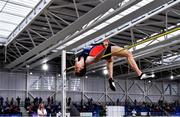 26 February 2022; Ciaran Connolly of Le Chéile AC, Kildare, competing in the senior men's high jump during day one of the Irish Life Health National Senior Indoor Athletics Championships at the National Indoor Arena at the Sport Ireland Campus in Dublin. Photo by Sam Barnes/Sportsfile