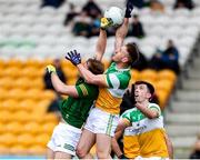26 February 2022; Declan Hogan of Offaly in action against Shane Walsh of Meath during the Allianz Football League Division 2 match between Offaly and Meath at Bord na Mona O'Connor Park in Tullamore, Offaly. Photo by Michael P Ryan/Sportsfile