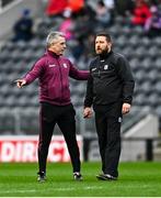 26 February 2022; Galway manager Padraic Joyce with coach Cian O'Neill before the Allianz Football League Division 2 match between Cork and Galway at Páirc Ui Chaoimh in Cork. Photo by Eóin Noonan/Sportsfile