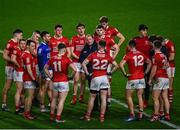 26 February 2022; Cork manager Keith Ricken speaking to his players after the Allianz Football League Division 2 match between Cork and Galway at Páirc Ui Chaoimh in Cork. Photo by Eóin Noonan/Sportsfile