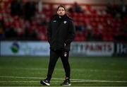 25 February 2022; Derry City manager Ruaidhrí Higgins before the SSE Airtricity League Premier Division match between Derry City and Shamrock Rovers at The Ryan McBride Brandywell Stadium in Derry. Photo by Stephen McCarthy/Sportsfile