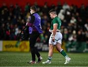 25 February 2022; James McCormick of Ireland leaves the field after picking up an injury during the U20 Six Nations Rugby Championship match between Ireland and Italy at Musgrave Park in Cork. Photo by Sam Barnes/Sportsfile