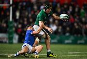 25 February 2022; James Culhane of Ireland is tackled by Alessandro Garbisi of Italy during the U20 Six Nations Rugby Championship match between Ireland and Italy at Musgrave Park in Cork. Photo by Sam Barnes/Sportsfile