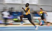 27 February 2022; Israel Olatunde of UCD AC, Dublin, competing in the senior men's 60m heats during day two of the Irish Life Health National Senior Indoor Athletics Championships at the National Indoor Arena at the Sport Ireland Campus in Dublin. Photo by Sam Barnes/Sportsfile