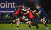 25 February 2022; Scott Penny of Leinster is tackled by Francke Horn, left, and PJ Botha of Emirates Lions during the United Rugby Championship match between Leinster and Emirates Lions at the RDS Arena in Dublin. Photo by Seb Daly/Sportsfile