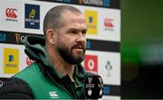 27 February 2022; Ireland head coach Andy Farrell speaks to media before the Guinness Six Nations Rugby Championship match between Ireland and Italy at the Aviva Stadium in Dublin. Photo by Harry Murphy/Sportsfile