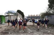 27 February 2022; Galway players warm-up in the car park before the Lidl Ladies Football National League Division 1 match between Galway and Mayo at Tuam Stadium in Galway. Photo by Ben McShane/Sportsfile