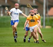 27 February 2022; Michael Bradley of Antrim in action against DJ Foran of Waterford during the Allianz Hurling League Division 1 Group B match between Antrim and Waterford at Corrigan Park in Belfast. Photo by Oliver McVeigh/Sportsfile