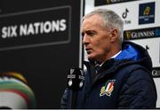 27 February 2022; Italy head coach Kieran Crowley before the Guinness Six Nations Rugby Championship match between Ireland and Italy at the Aviva Stadium in Dublin. Photo by Harry Murphy/Sportsfile