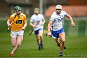 27 February 2022; Neil Montgomery of Waterford in action against Conal Cunning of Antrim during the Allianz Hurling League Division 1 Group B match between Antrim and Waterford at Corrigan Park in Belfast. Photo by Oliver McVeigh/Sportsfile