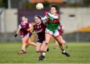 27 February 2022; Kathryn Sullivan of Mayo in action against Andrea Trill of Galway during the Lidl Ladies Football National League Division 1 match between Galway and Mayo at Tuam Stadium in Galway. Photo by Ben McShane/Sportsfile