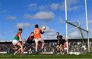 27 February 2022; Jason Duffy of Armagh scores a point during the Allianz Football League Division 1 match between Mayo and Armagh at Dr Hyde Park in Roscommon. Photo by Ramsey Cardy/Sportsfile