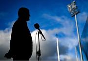 27 February 2022; Limerick manager John Kiely is interviewed before the Allianz Hurling League Division 1 Group A match between Limerick and Cork at TUS Gaelic Grounds in Limerick. Photo by Eóin Noonan/Sportsfile