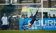27 February 2022; Goalkeeper Shaun O'Brien of Waterford dives to save a last minute penalty during the Allianz Hurling League Division 1 Group B match between Antrim and Waterford at Corrigan Park in Belfast. Photo by Oliver McVeigh/Sportsfile